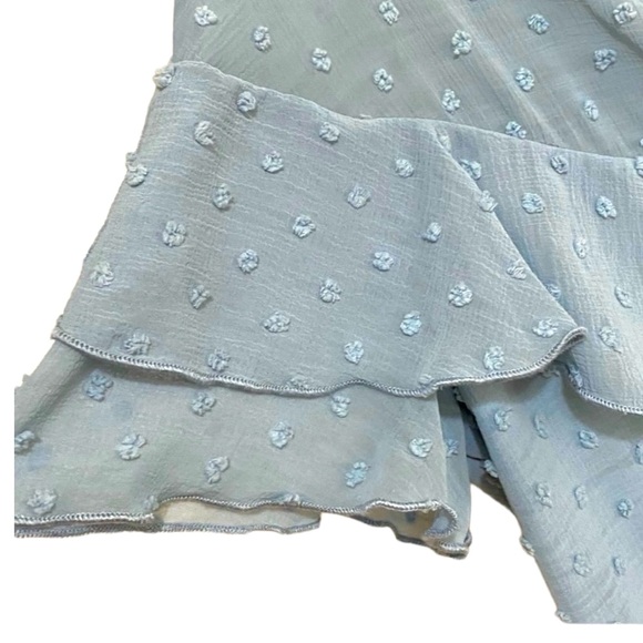 Teez Me dusty blue ruffled dot faux wrap dress Sz 7/8 - Picture 8 of 9